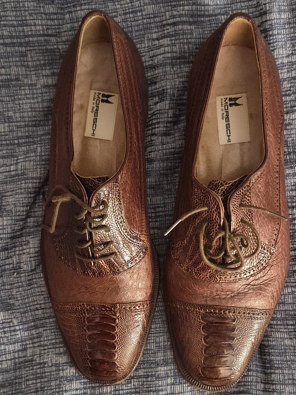 Moreschi Brown Leather Cap-Toe Oxford Shoes